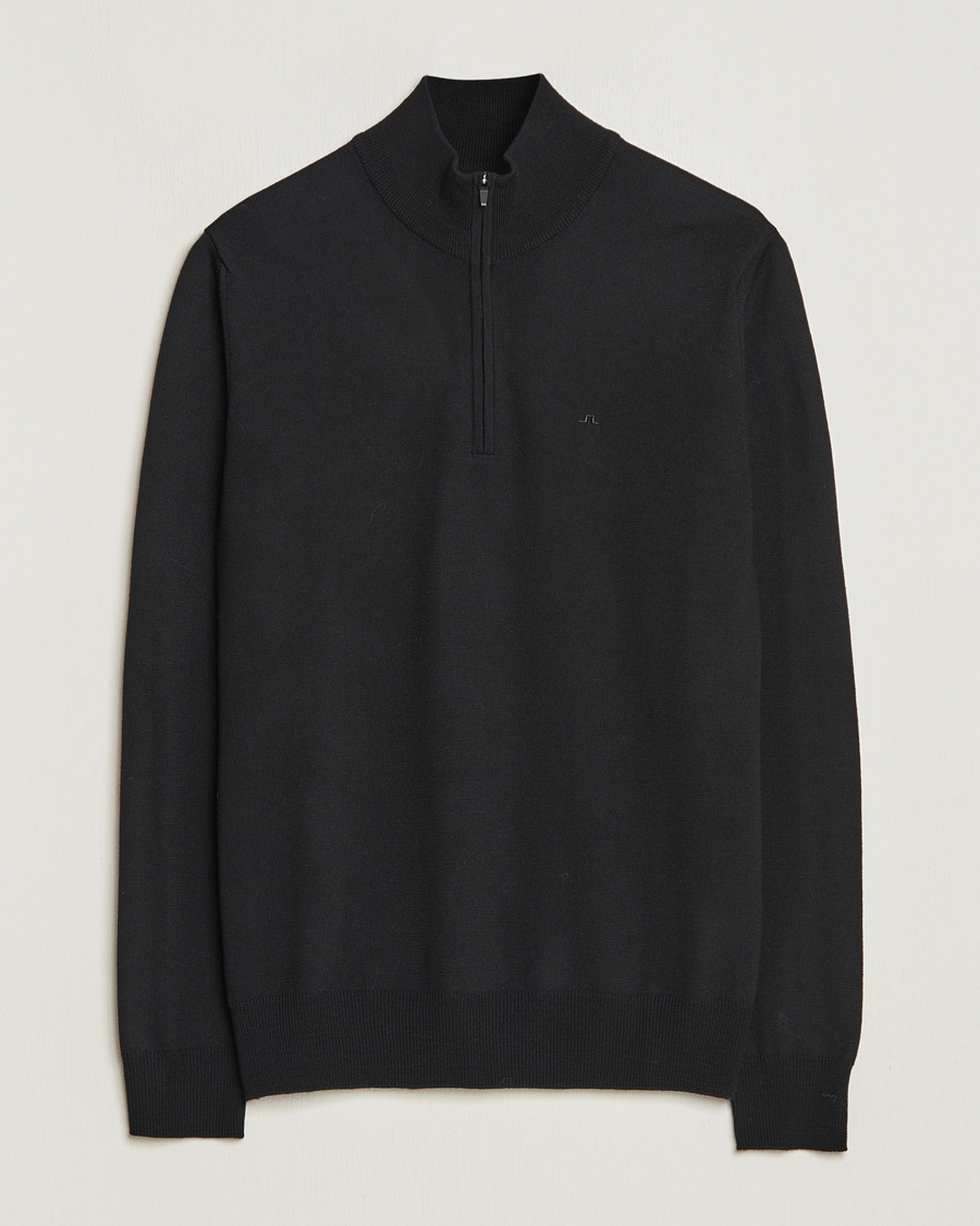 Mies |  | J.Lindeberg | Kiyan Quarter Zip Wool Sweater Black