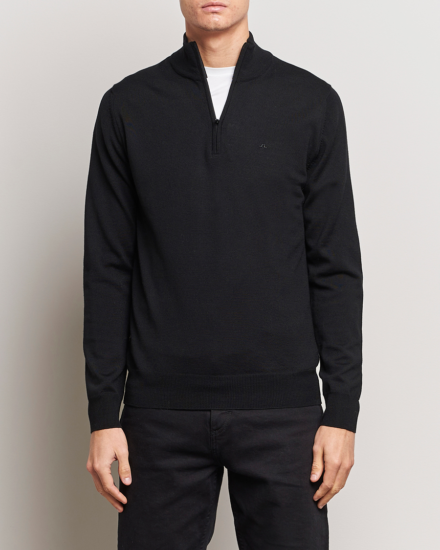 Mies |  | J.Lindeberg | Kiyan Quarter Zip Wool Sweater Black