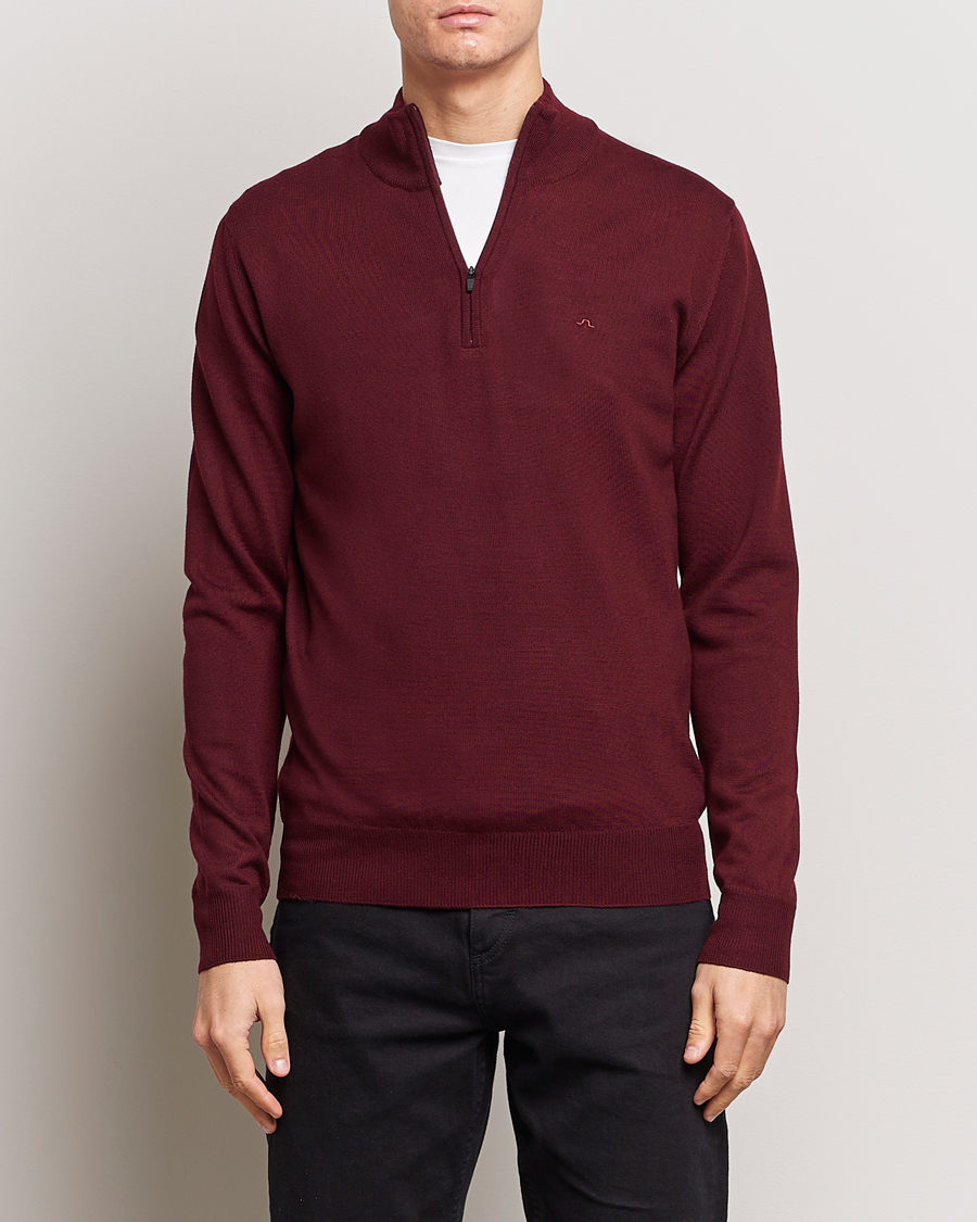 Mies | Alennusmyynti vaatteet | J.Lindeberg | Kiyan Quarter Zip Wool Sweater Zinfandel