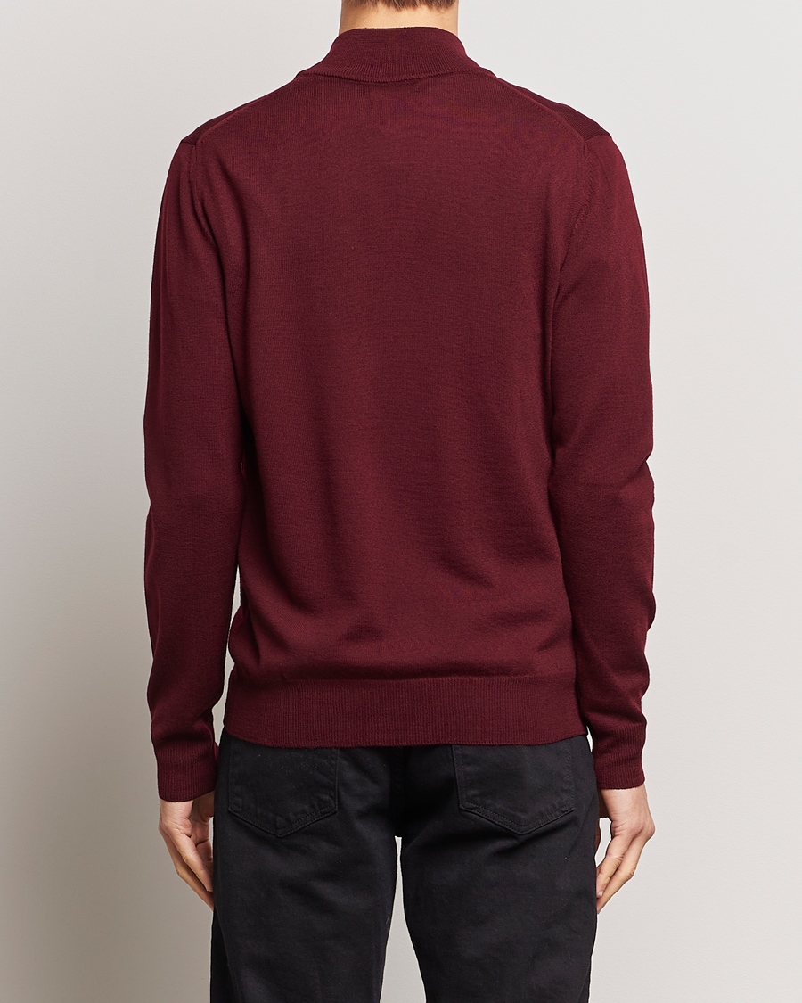 Mies | Puserot | J.Lindeberg | Kiyan Quarter Zip Wool Sweater Zinfandel