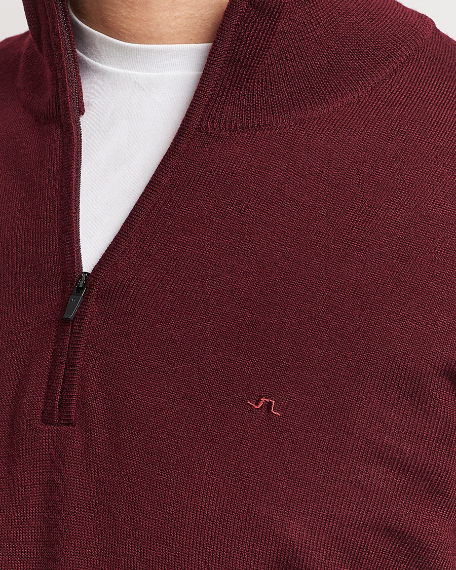 Mies | Puserot | J.Lindeberg | Kiyan Quarter Zip Wool Sweater Zinfandel