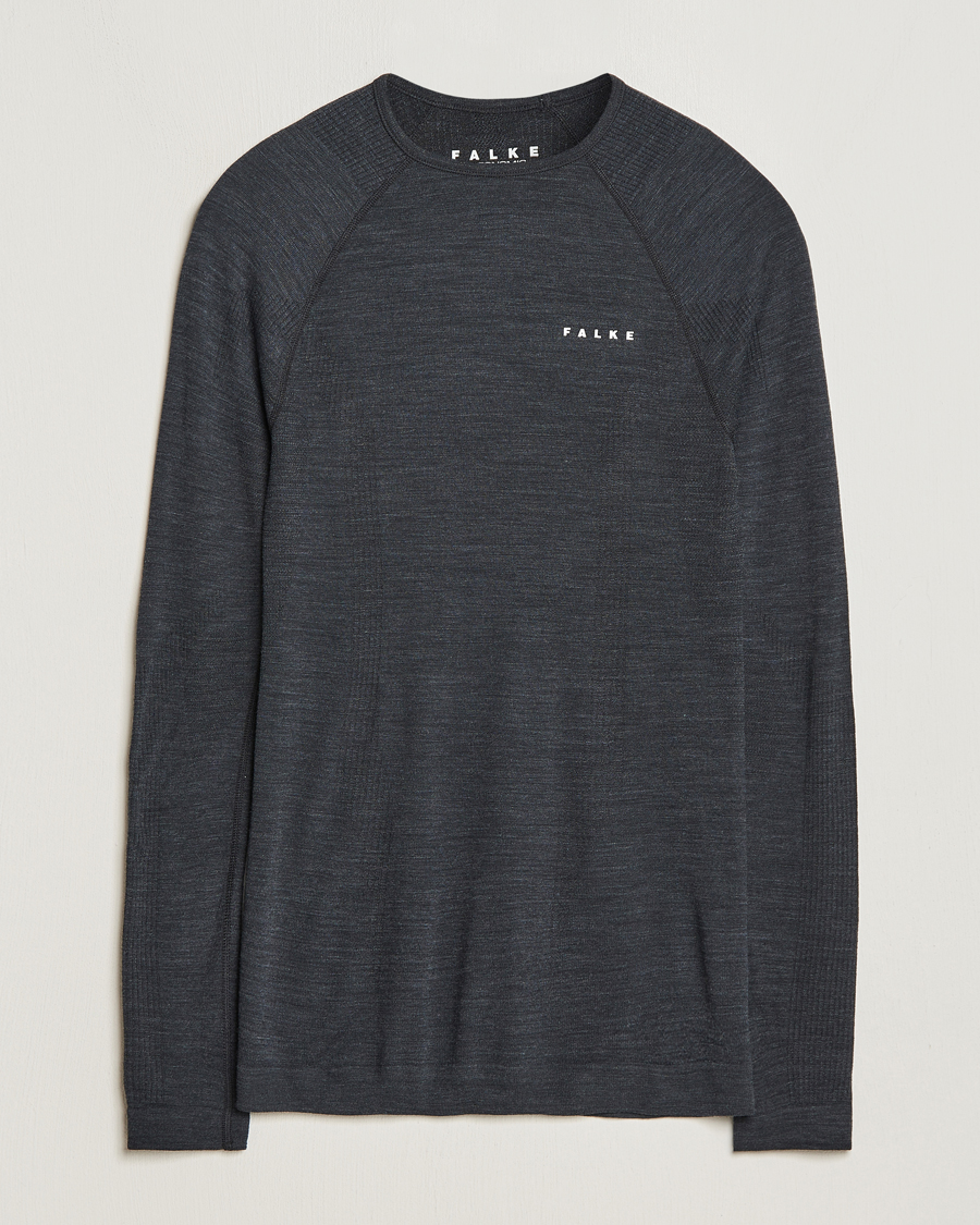 Mies | Pitkähihaiset t-paidat | Falke Sport | Falke Long Sleeve Wool Tech Shirt Black