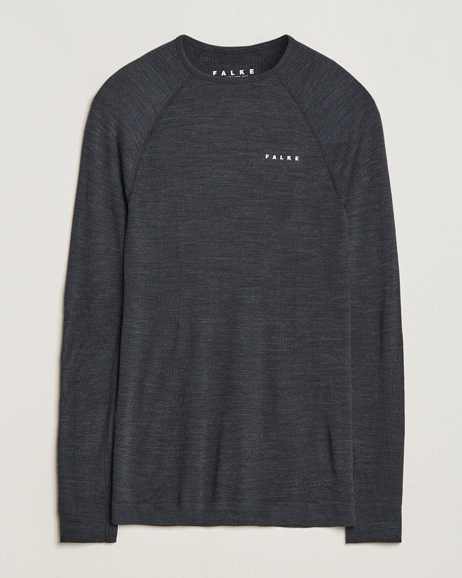 Mies | T-paidat | Falke | Long Sleeve Wool Tech Shirt Black