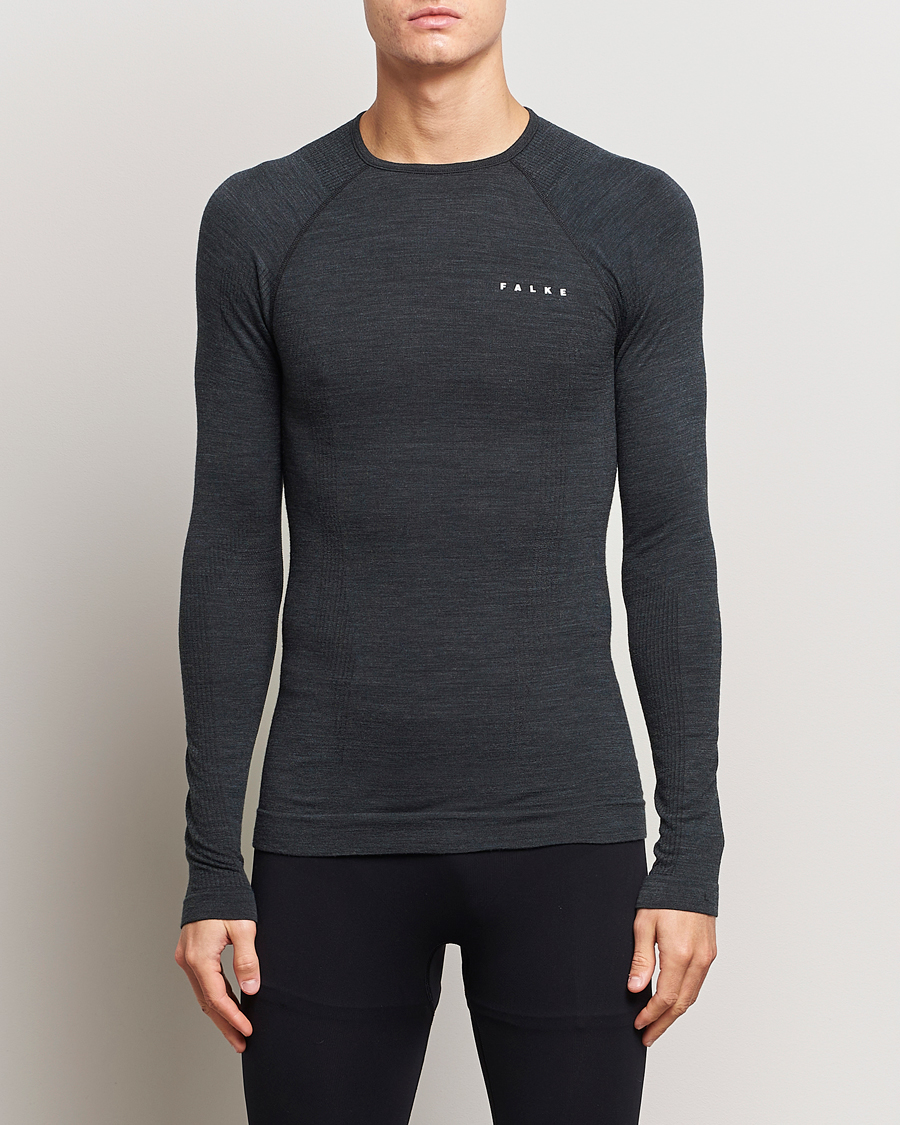 Mies | T-paidat | Falke | Long Sleeve Wool Tech Shirt Black