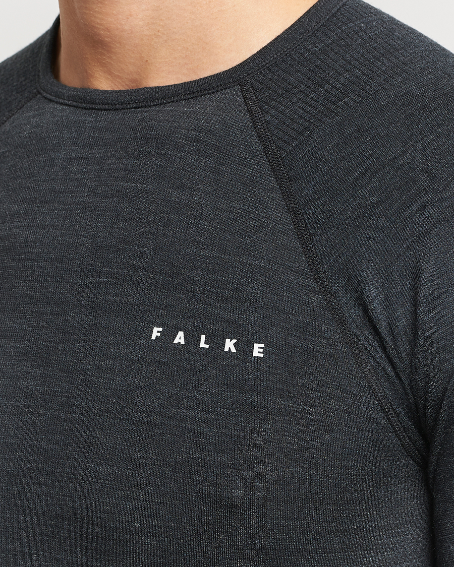Mies | T-paidat | Falke | Long Sleeve Wool Tech Shirt Black