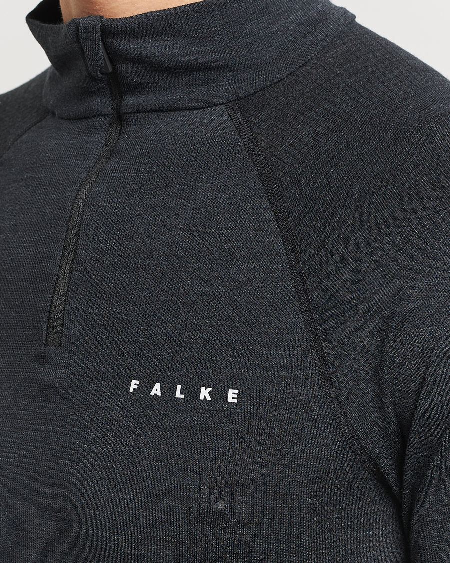 Mies | Puserot | Falke | Sport Long Sleeve Wool Tech Half Zip Shirt Black