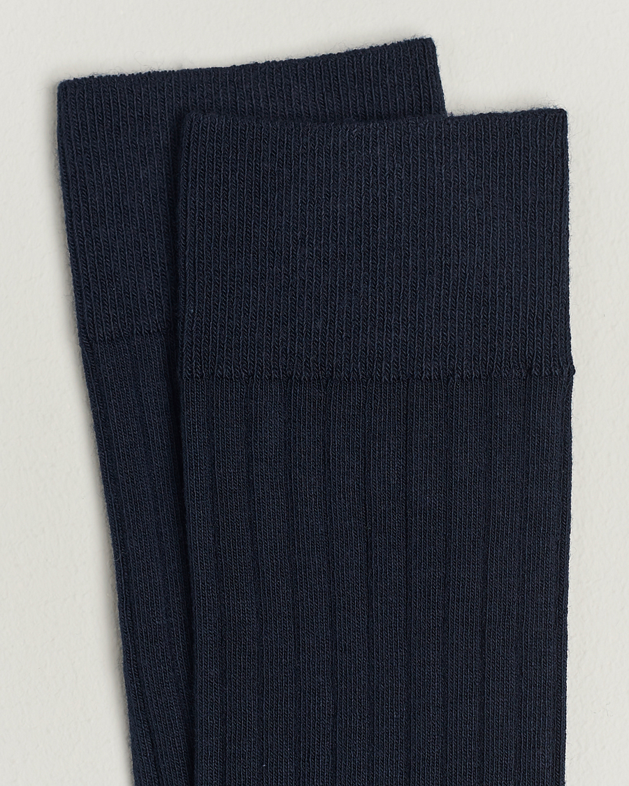 Mies |  | A Day's March | Ribbed Cotton Socks Navy