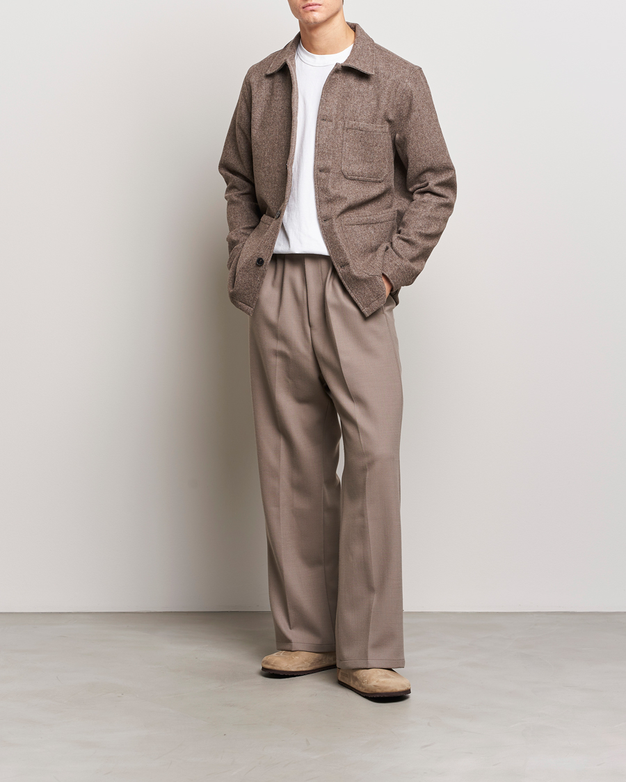 Mies | Kauluspaidat | A Day's March | Original Wool Overshirt Taupe Melange