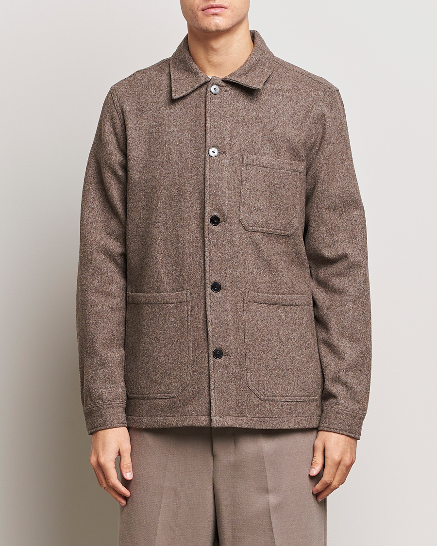 Mies | A Day's March | A Day's March | Original Wool Overshirt Taupe Melange