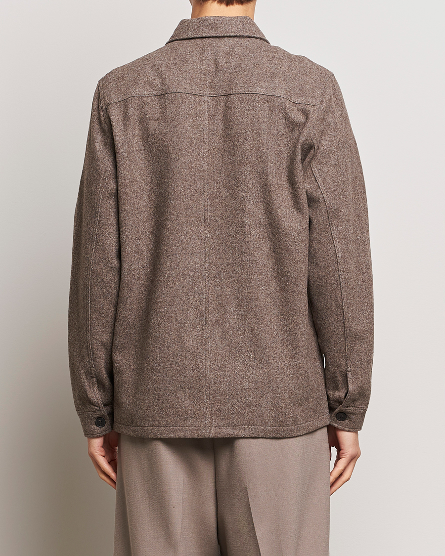 Mies | Kauluspaidat | A Day's March | Original Wool Overshirt Taupe Melange