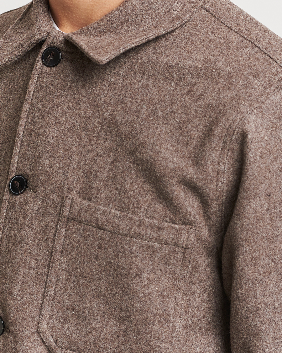 Mies | Kauluspaidat | A Day's March | Original Wool Overshirt Taupe Melange