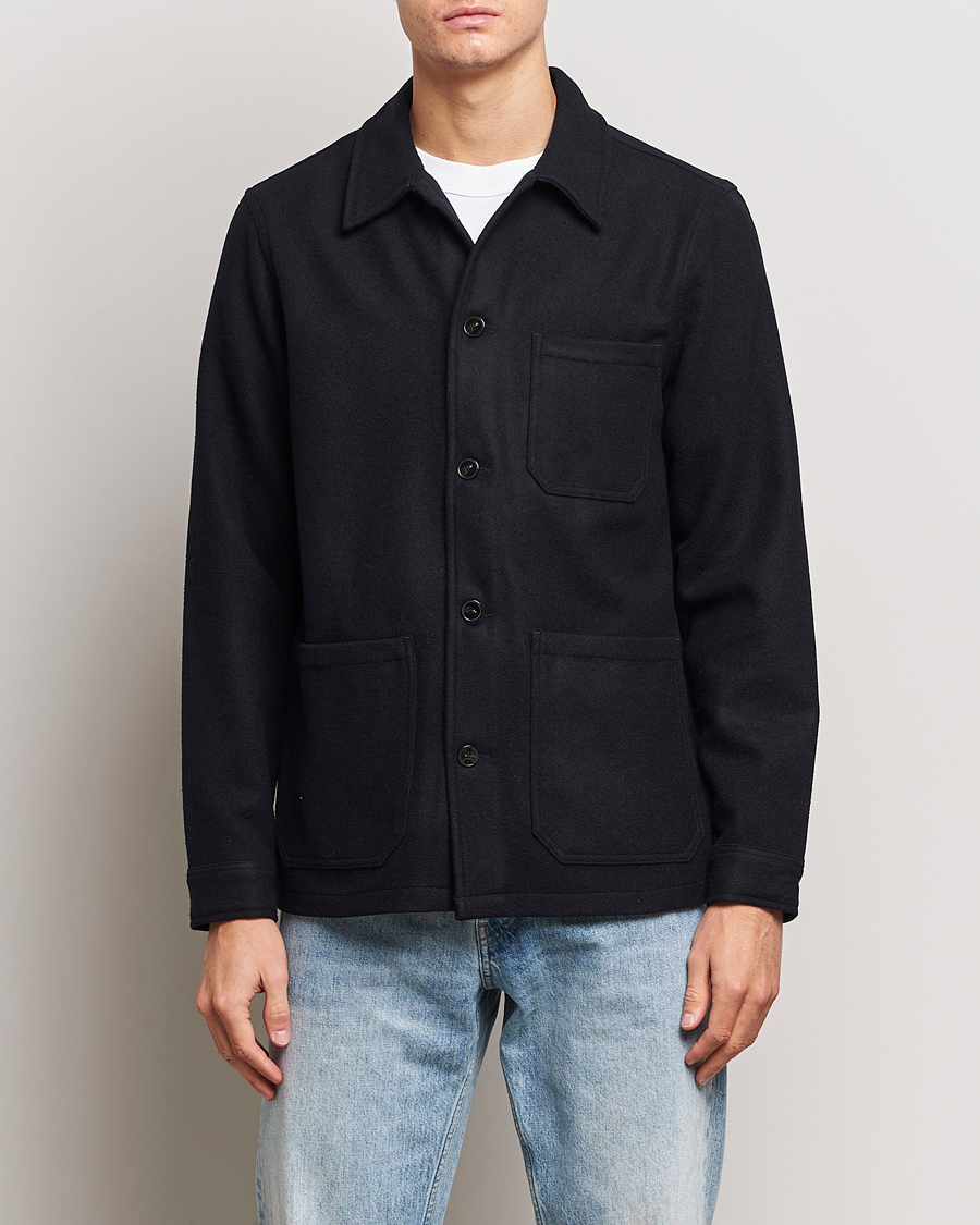 Mies | A Day's March | A Day's March | Original Wool Overshirt Navy