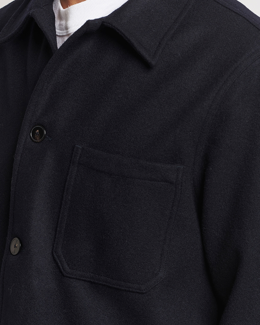Mies | Kauluspaidat | A Day's March | Original Wool Overshirt Navy