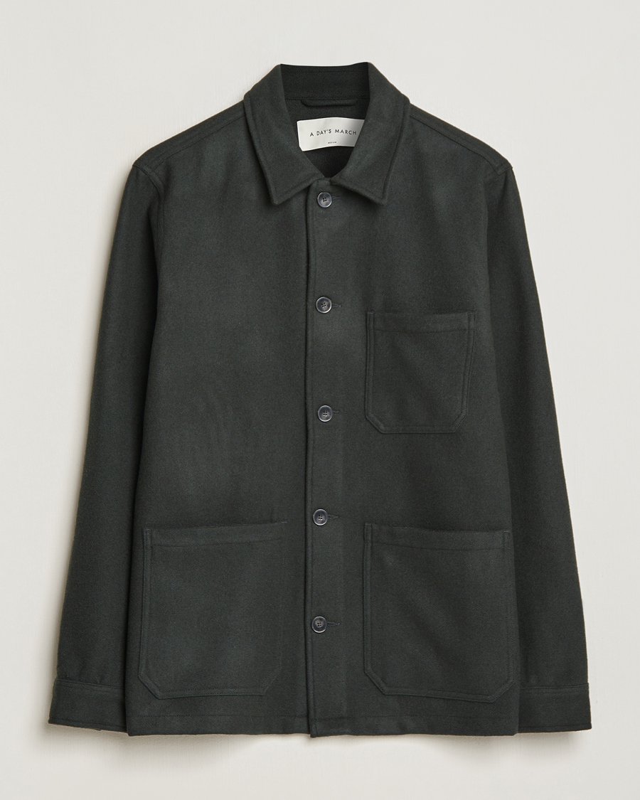 Mies | A Day's March | A Day's March | Original Wool Overshirt Seaweed