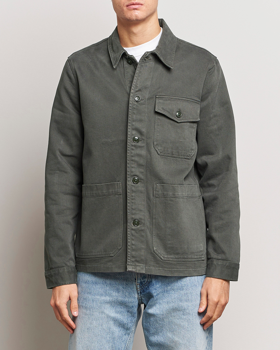 Mies | A Day's March | A Day's March | Patch Pocket Sturdy Twill Overshirt Olive