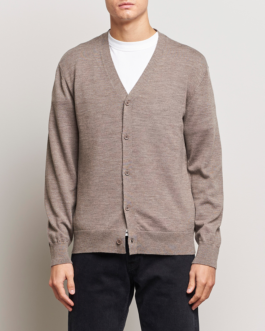 Mies | A Day's March | A Day's March | Oca Merino Cardigan Taupe Melange