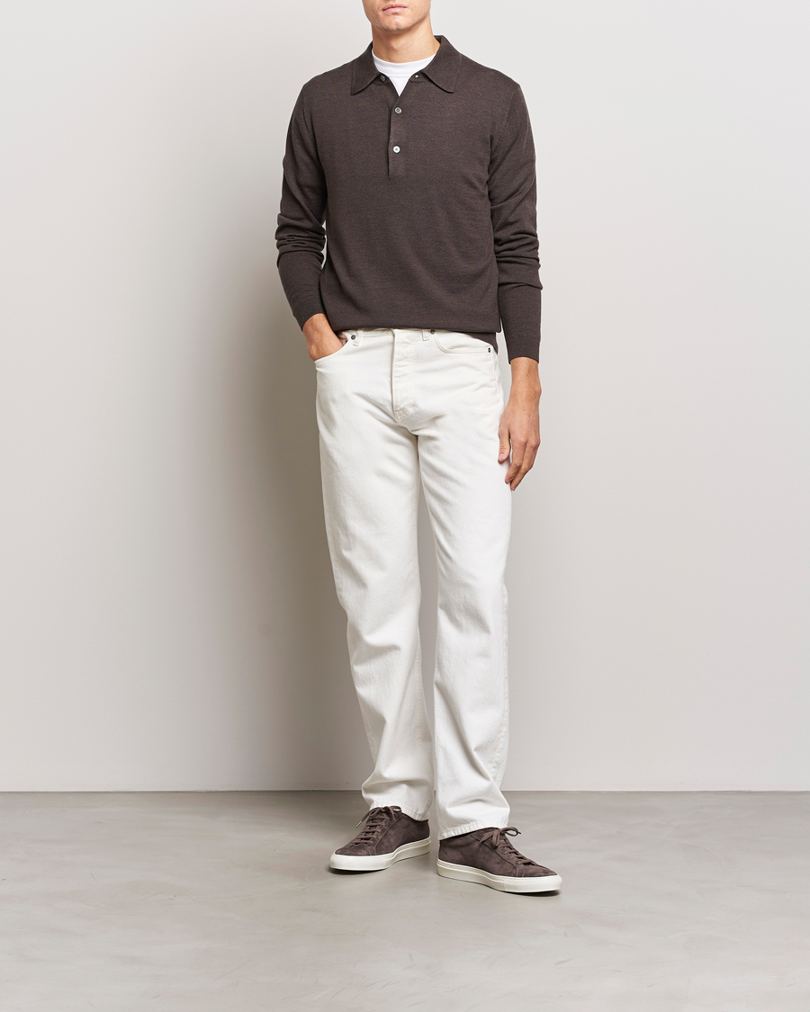 Mies | Puserot | A Day's March | Ambroz Merino Polo Dark Brown