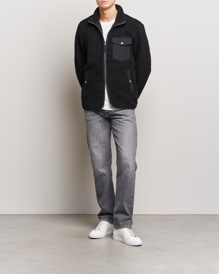 Mies | Puserot | A Day's March | Tone Pile Fleece Jacket Black