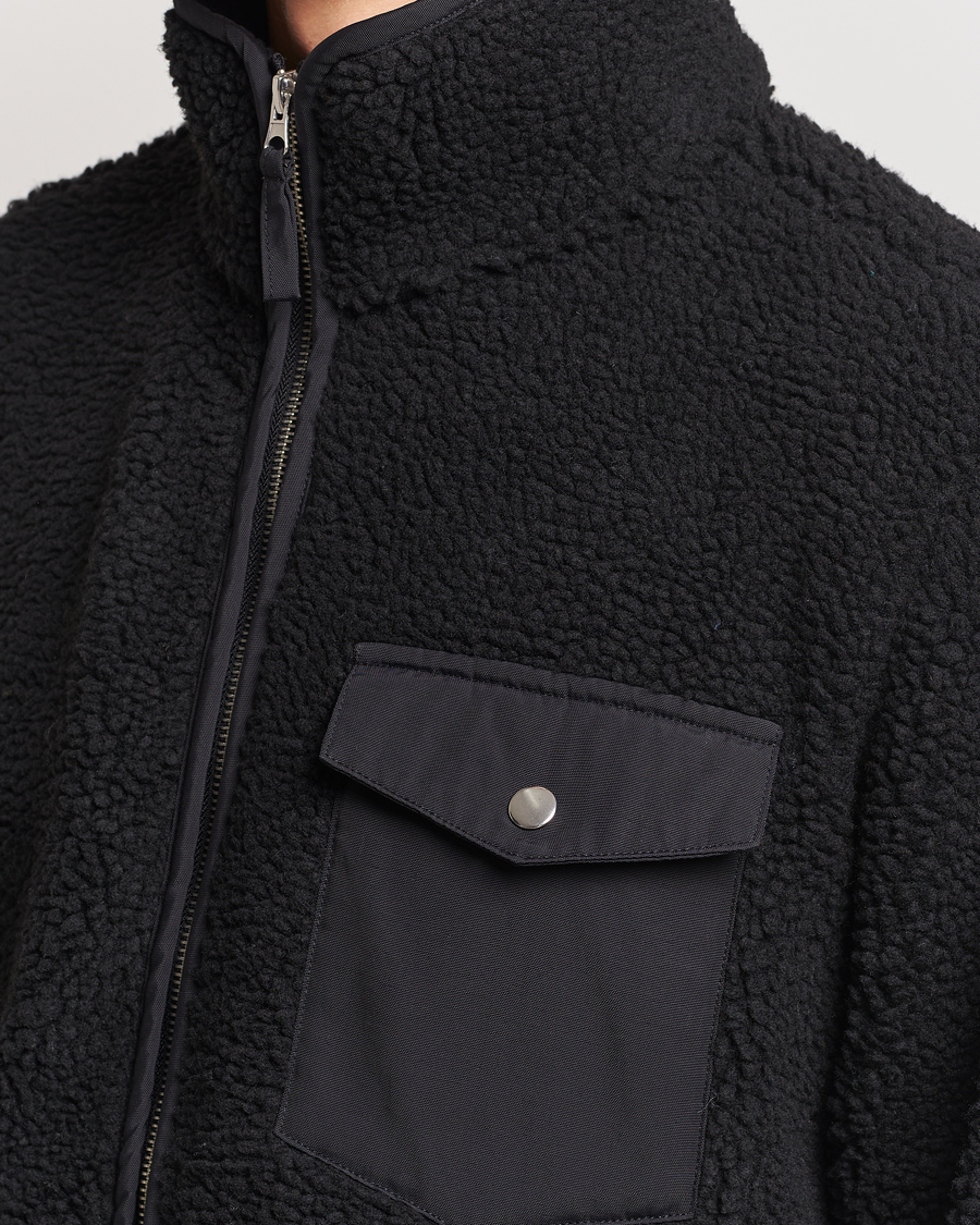Mies | Puserot | A Day's March | Tone Pile Fleece Jacket Black