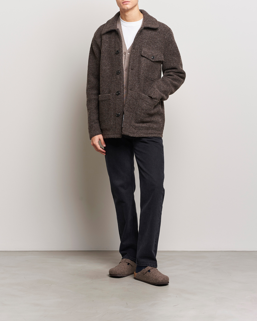 Mies | Kauluspaidat | A Day's March | Chaumont Heavy Wool Overshirt Taupe