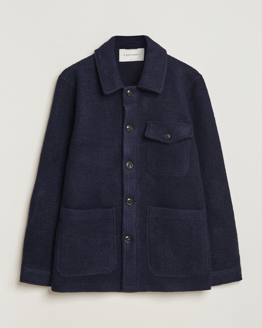 Mies | Contemporary Creators | A Day's March | Chaumont Heavy Wool Overshirt Navy