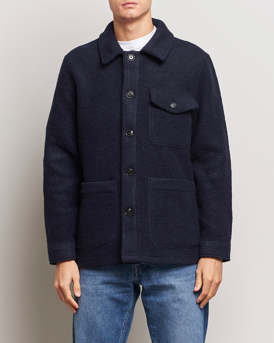 Mies | A Day's March | A Day's March | Chaumont Heavy Wool Overshirt Navy