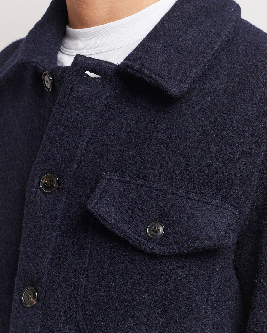 Mies | Kauluspaidat | A Day's March | Chaumont Heavy Wool Overshirt Navy