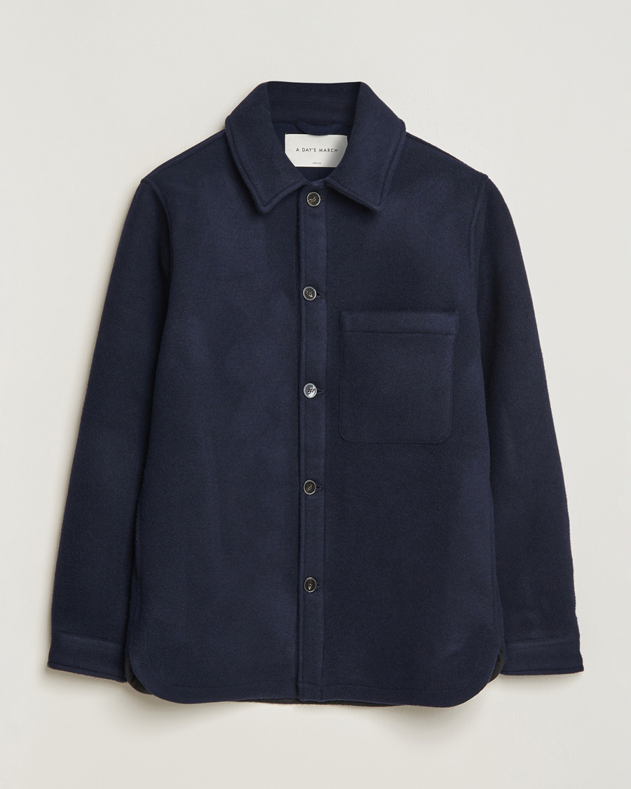 Mies | Kauluspaidat | A Day's March | Epernay Wool Overshirt Navy