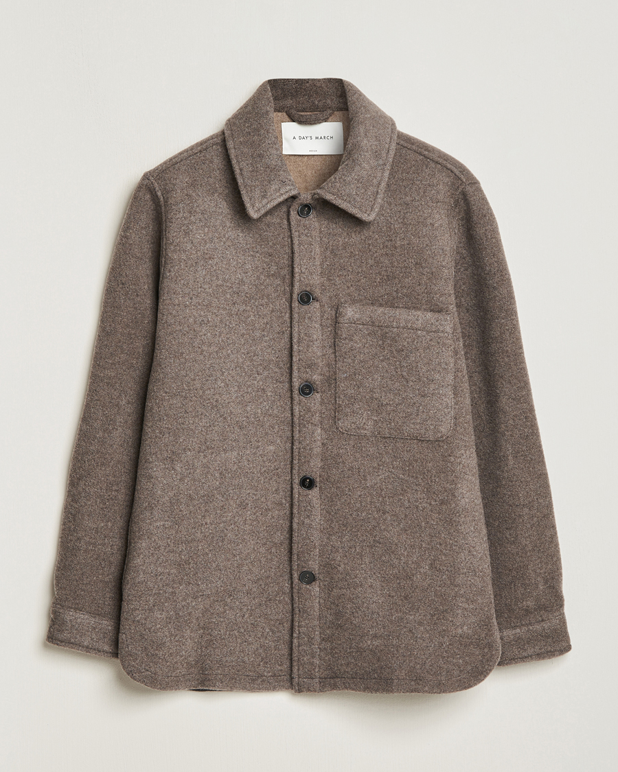 Mies | Kauluspaidat | A Day's March | Epernay Wool Overshirt Taupe
