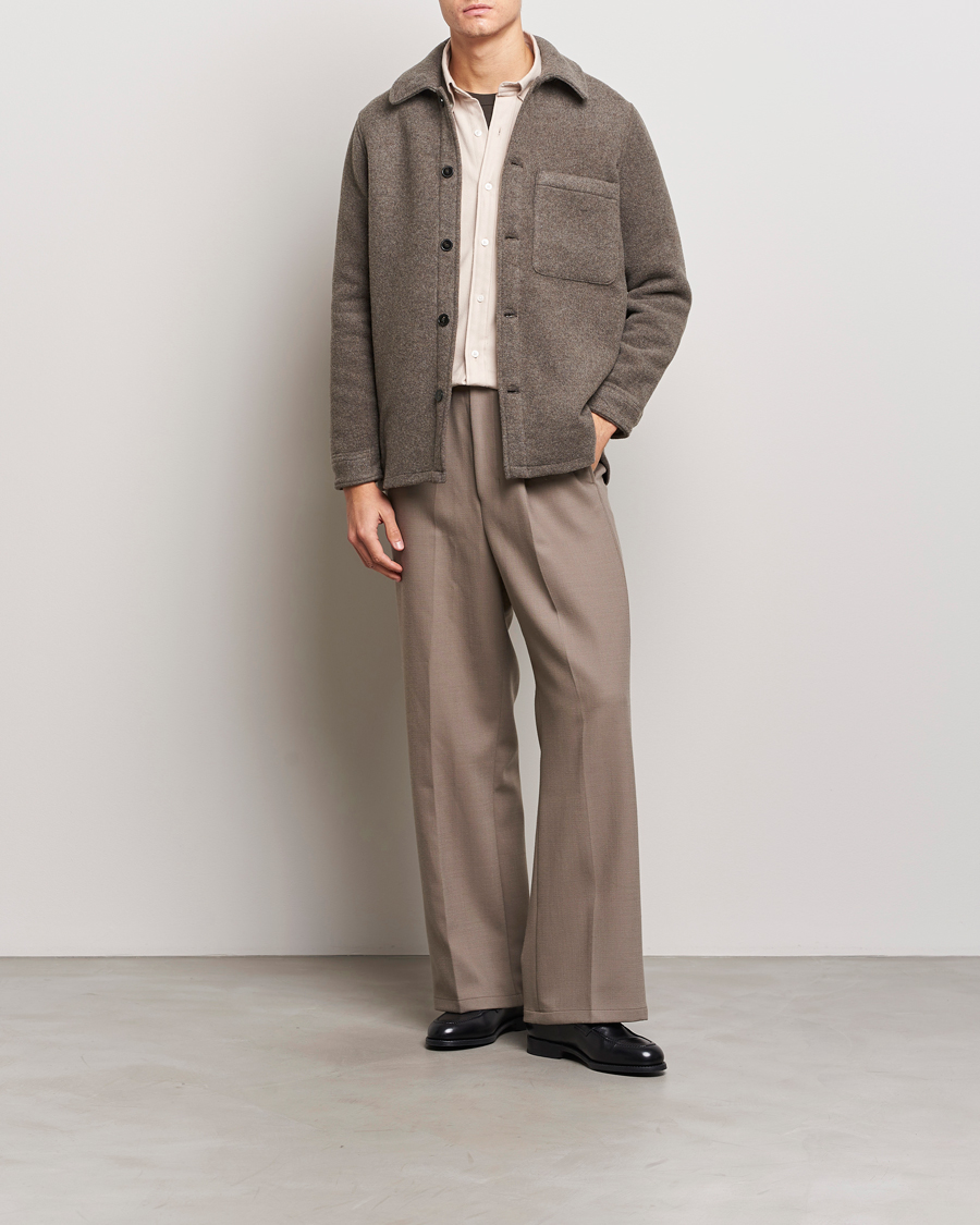 Mies | Kauluspaidat | A Day's March | Epernay Wool Overshirt Taupe