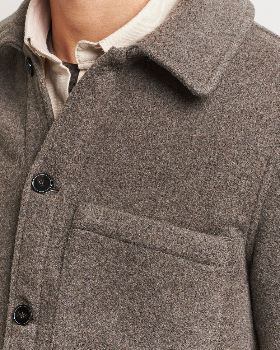 Mies | Kauluspaidat | A Day's March | Epernay Wool Overshirt Taupe