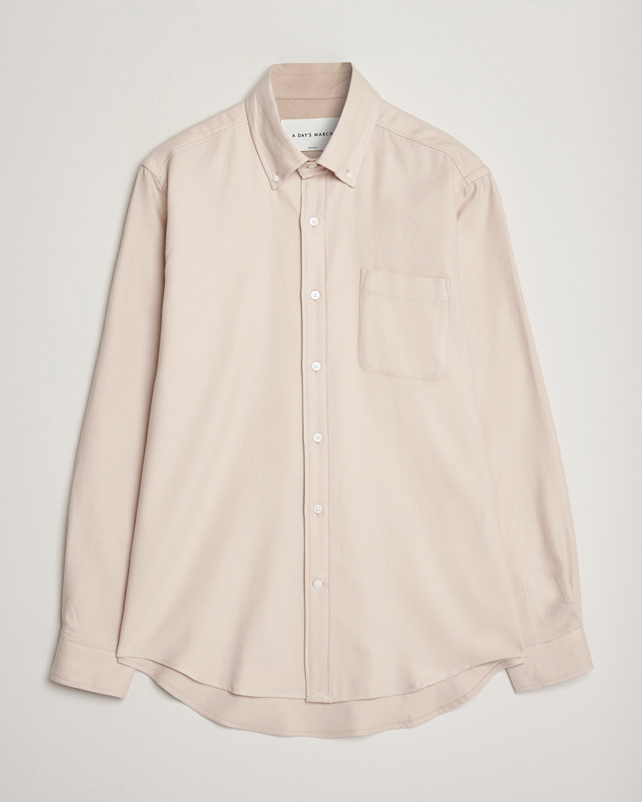 Mies | A Day's March | A Day's March | Moorgate Light Flanell Shirt Taupe Melange