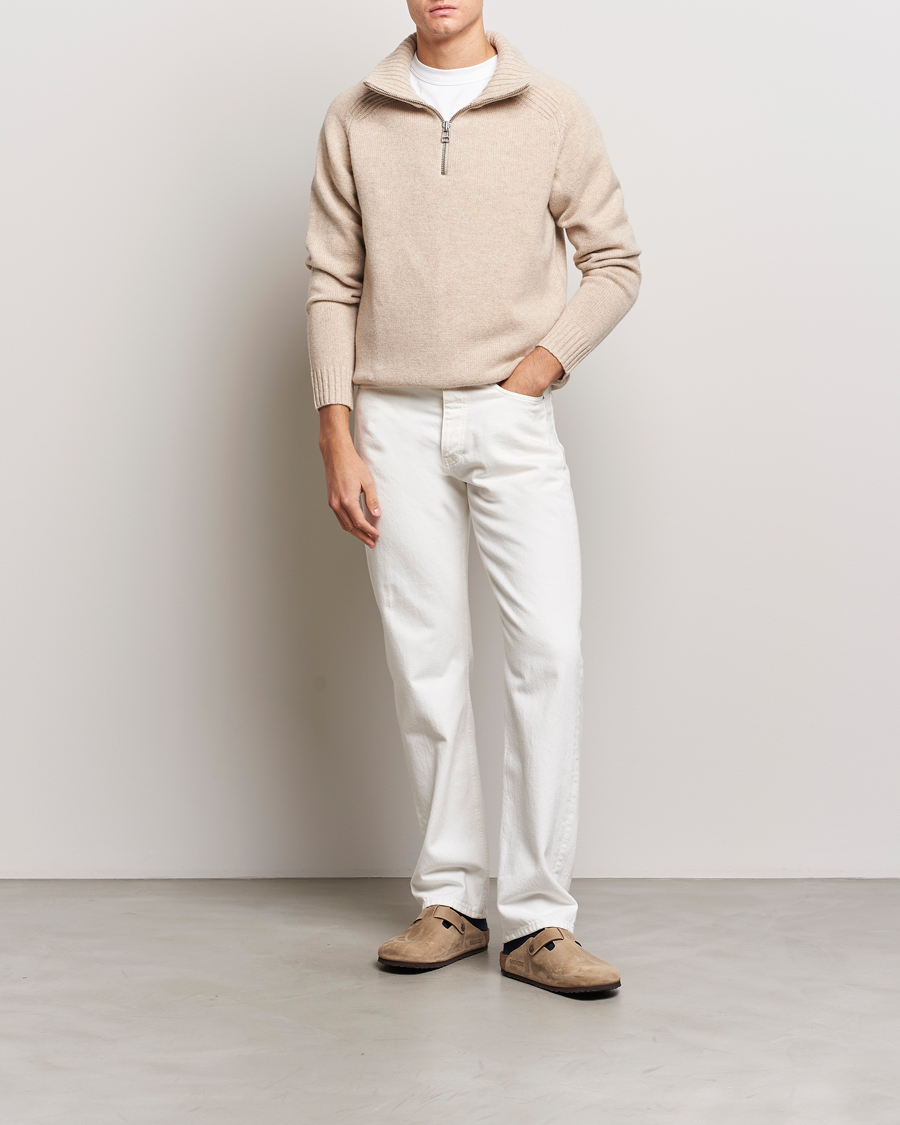 Mies | Puserot | A Day's March | Cullan Wool Half-Zip Sand