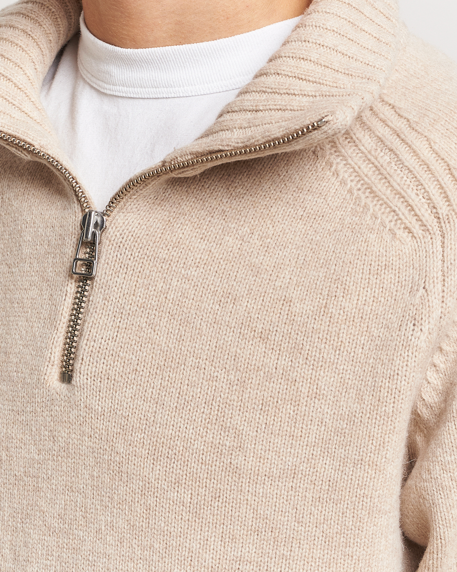 Mies | Puserot | A Day's March | Cullan Wool Half-Zip Sand