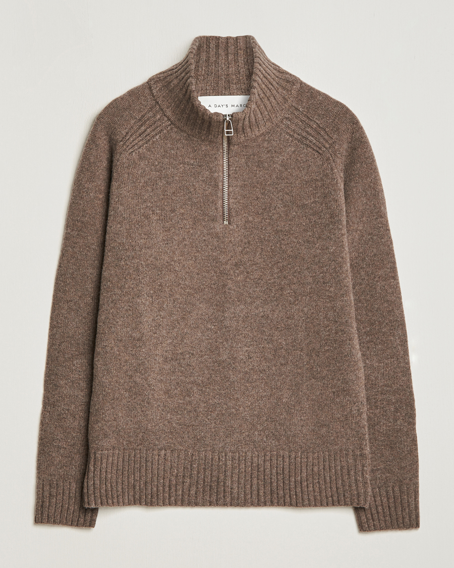 Mies | A Day's March | A Day's March | Cullan Wool Half-Zip Dark Taupe