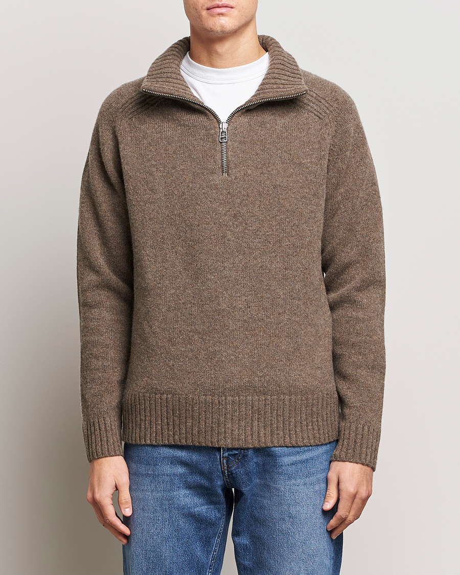 Mies | A Day's March | A Day's March | Cullan Wool Half-Zip Dark Taupe
