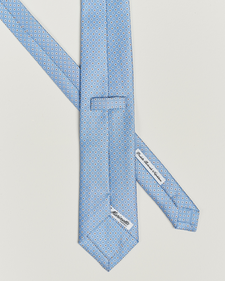 Mies | E. Marinella 3-Fold Printed Silk Tie Light Blue | E. Marinella | 3-Fold Printed Silk Tie Light Blue