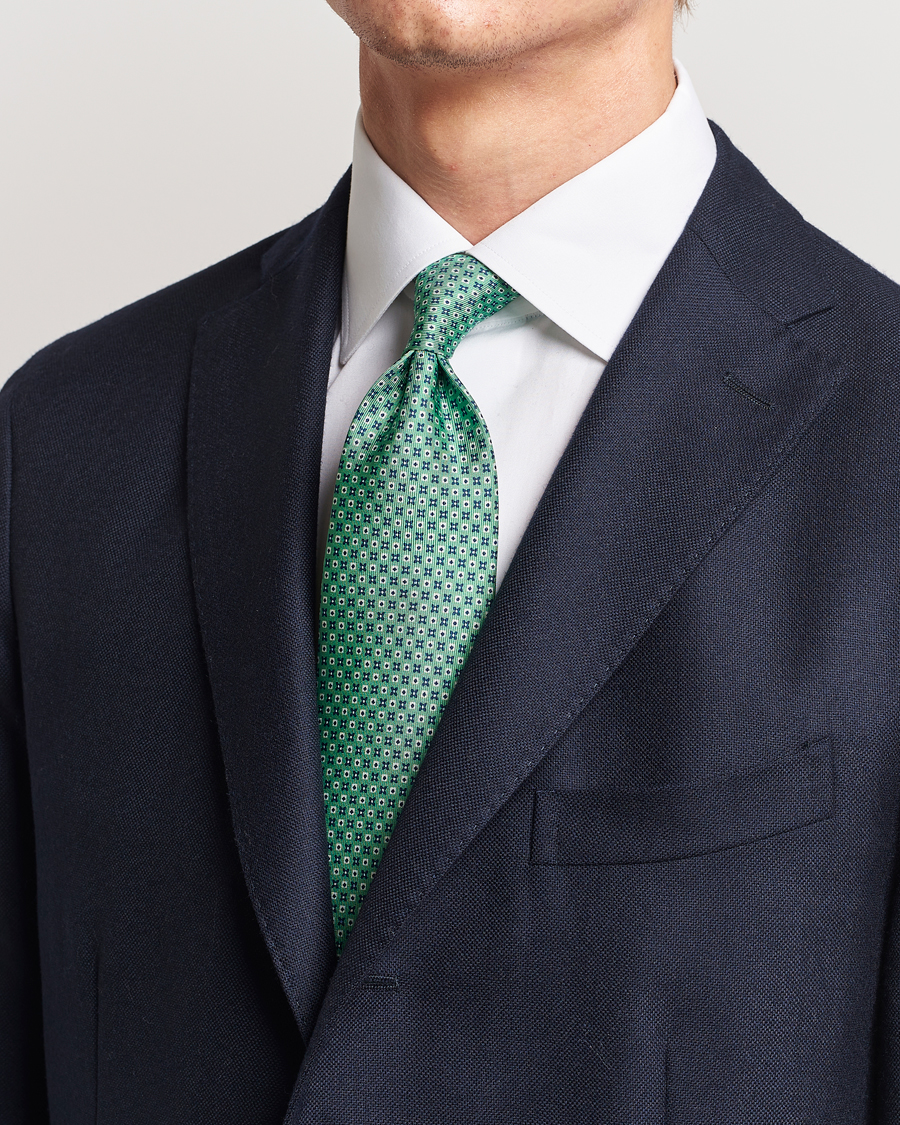 Mies |  | E. Marinella | 3-Fold Printed Silk Tie Light Green