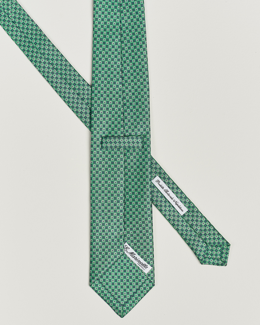 Mies | E. Marinella 3-Fold Printed Silk Tie Light Green | E. Marinella | 3-Fold Printed Silk Tie Light Green