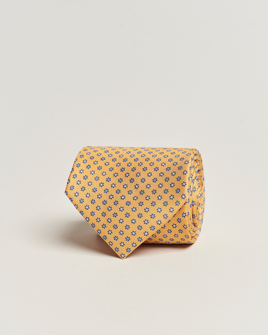 Mies | E. Marinella 3-Fold Printed Silk Tie Yellow | E. Marinella | 3-Fold Printed Silk Tie Yellow