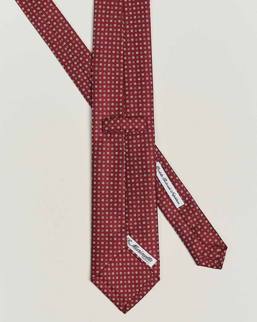 Mies | E. Marinella 3-Fold Printed Silk Tie Burgundy | E. Marinella | 3-Fold Printed Silk Tie Burgundy