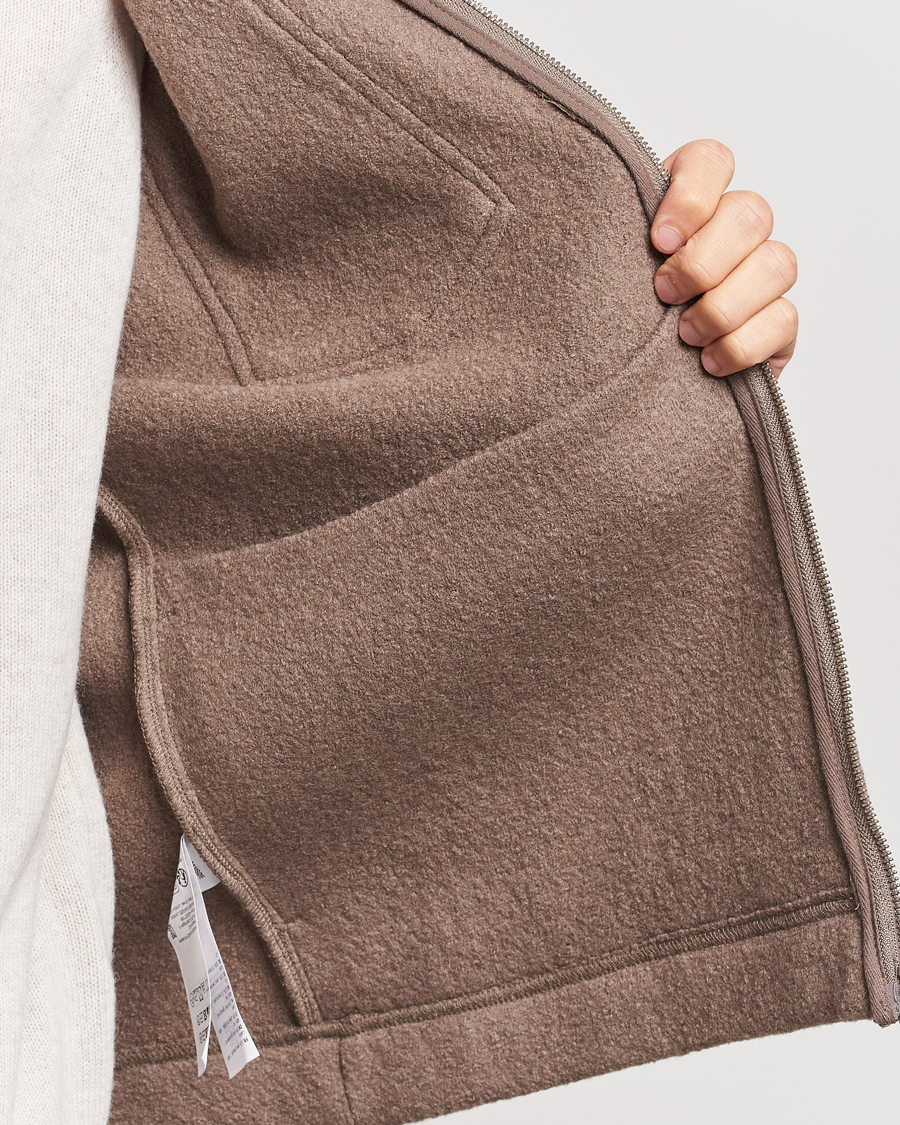 Mies | Puserot | Samsøe Samsøe | Hannes Boiled Wool Full Zip Fallen Rock