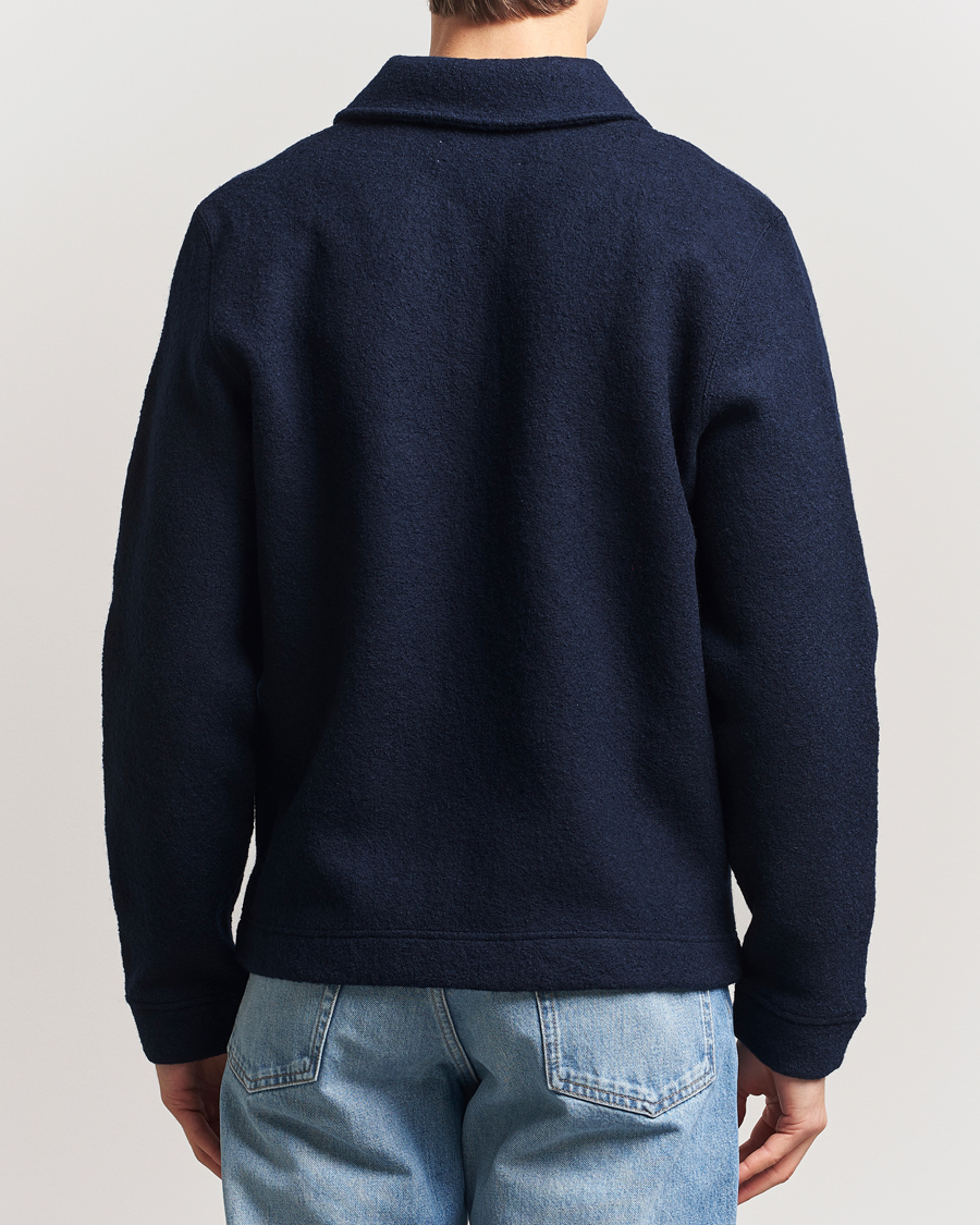 Mies | Puserot | Samsøe Samsøe | Hannes Boiled Wool Full Zip Salute Navy