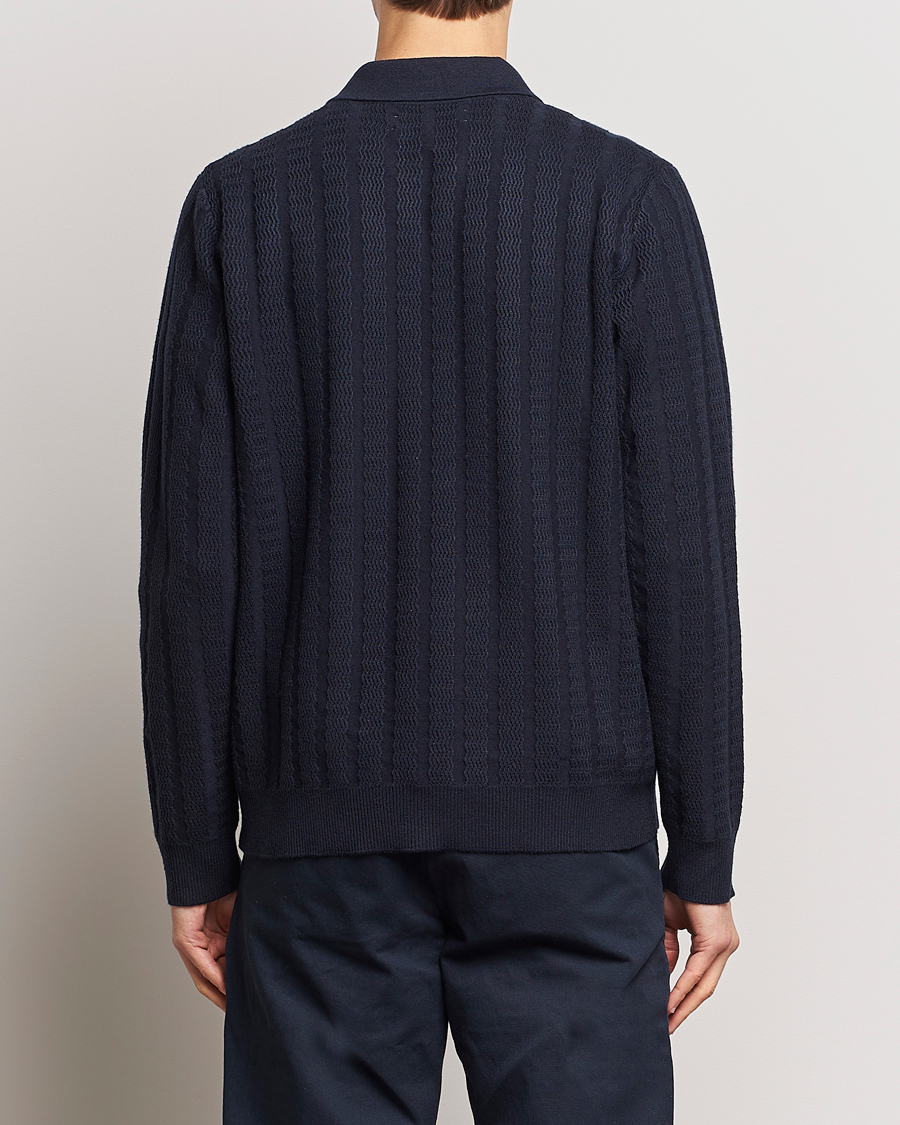 Mies | Puserot | Samsøe Samsøe | Gabriel Structured Knitted Half Zip Salute Navy