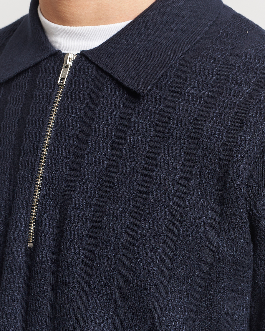 Mies | Puserot | Samsøe Samsøe | Gabriel Structured Knitted Half Zip Salute Navy