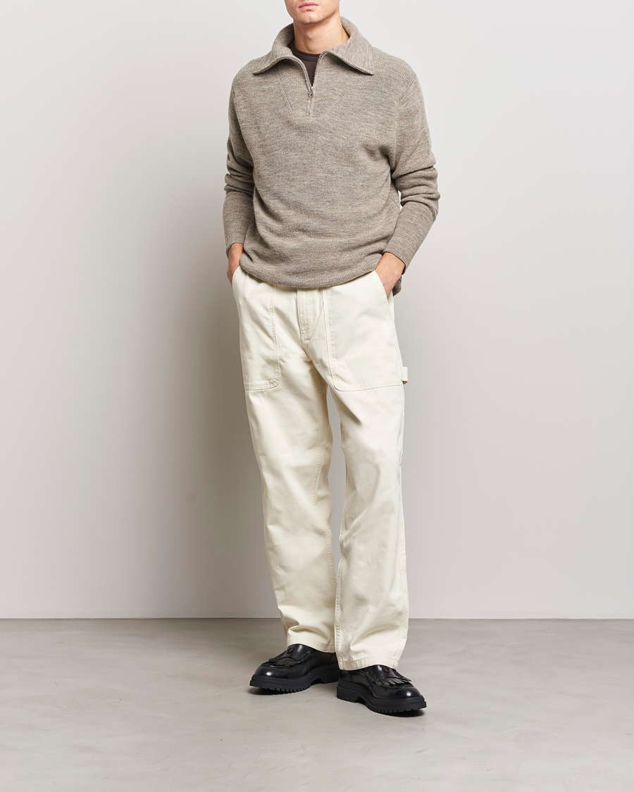 Mies | Puserot | NN07 | Carl Rib Knitted Half Zip Nature Melange