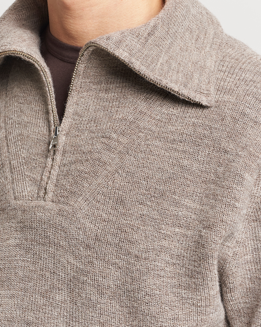Mies | Puserot | NN07 | Carl Rib Knitted Half Zip Nature Melange