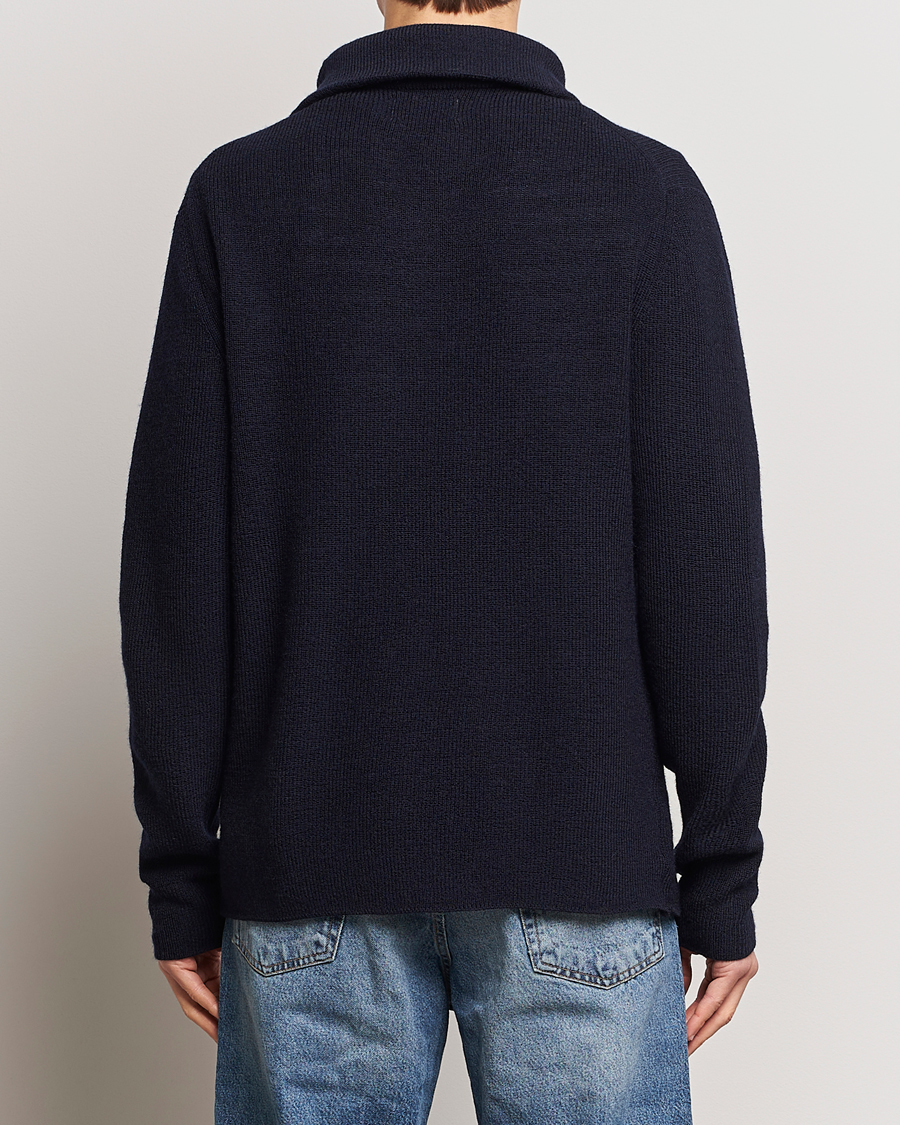 Mies | Puserot | NN07 | Carl Rib Knitted Half Zip Navy Blue