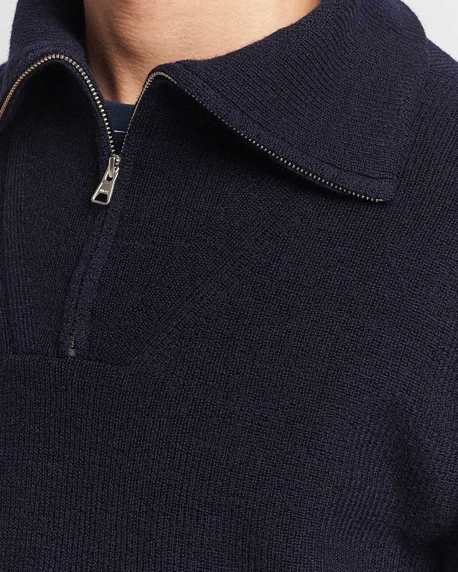 Mies | Puserot | NN07 | Carl Rib Knitted Half Zip Navy Blue