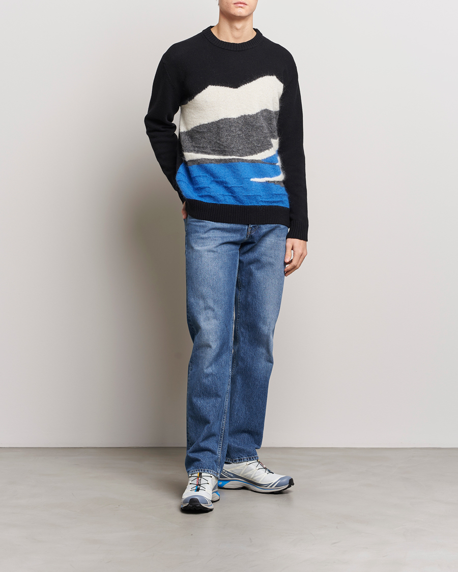 Mies | Puserot | NN07 | Jason Mohair Wool Sweater Black Multi